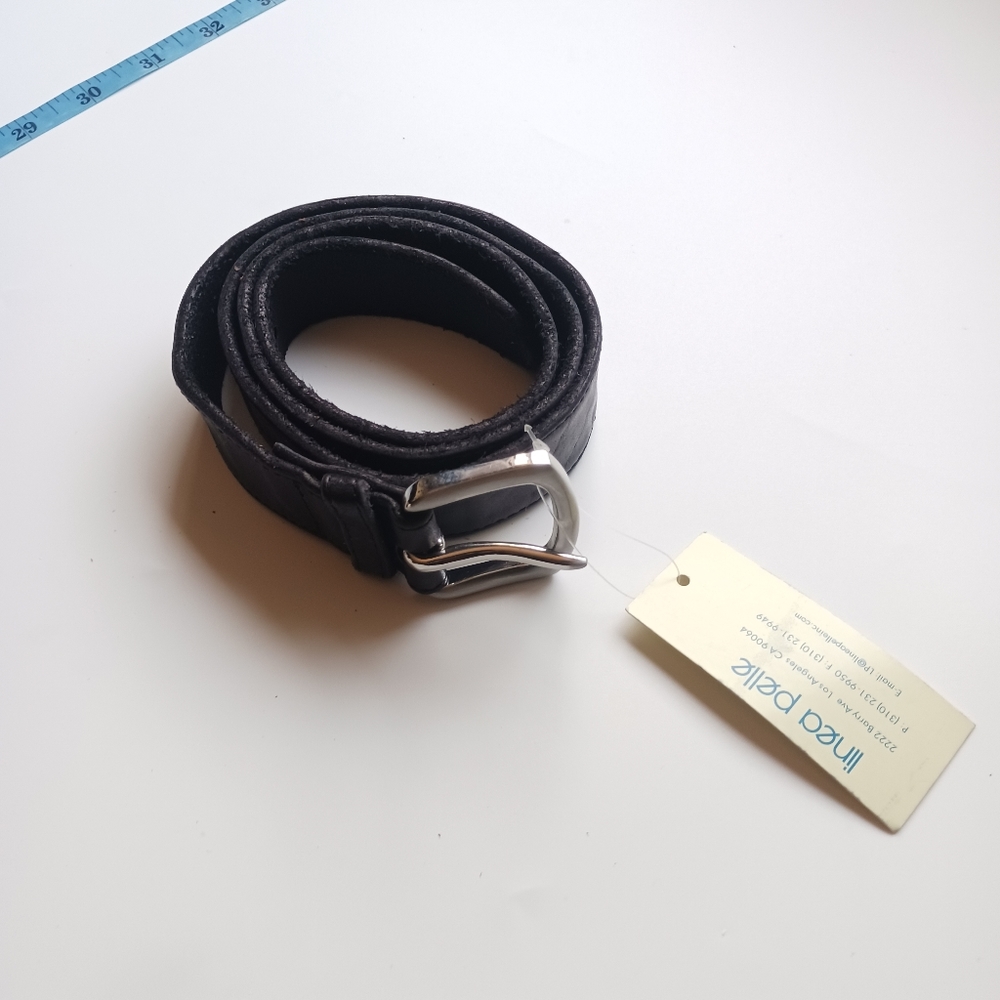 Linea Pelle black vegetable leather belt size 35